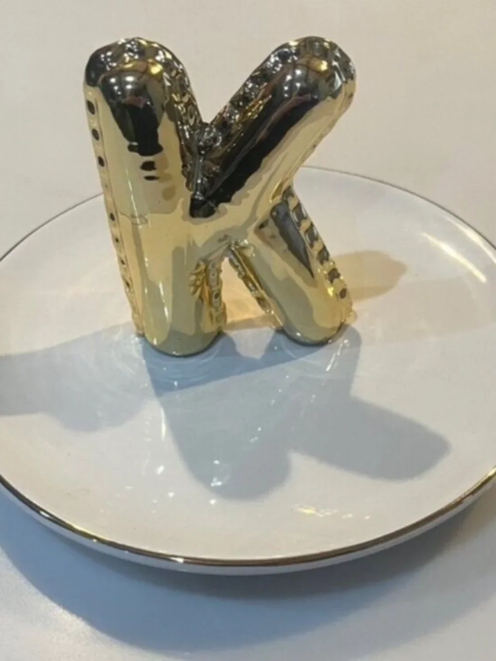 Prima Design Gold Letter K Monogram Jewelry Ring Holder Decor